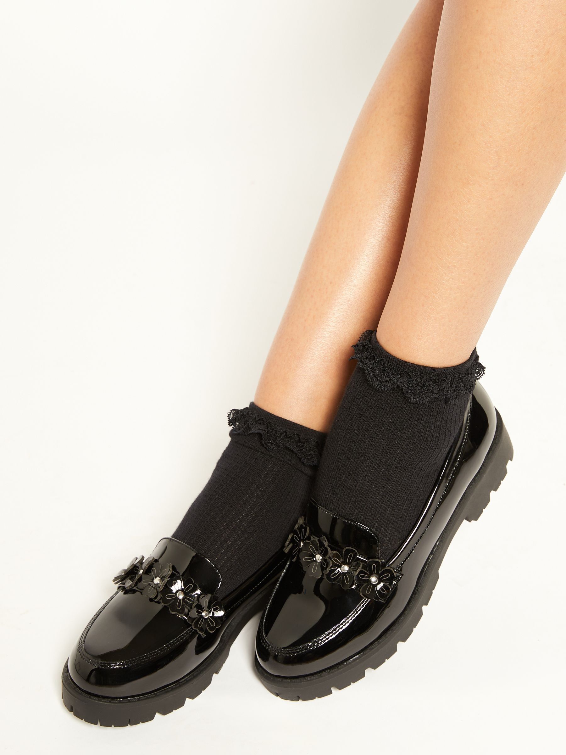 Buy Lipsy Black Flower Slip On Loafer School Shoe from Next Italy