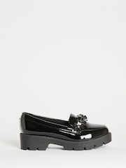 Lipsy Black Flower Slip On Loafer School Shoe - Image 4 of 7