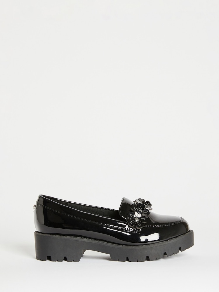Buy Lipsy Black Flower Slip On Loafer School Shoe from Next