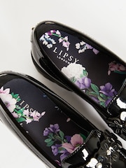Lipsy Black Flower Slip On Loafer School Shoe - Image 6 of 7