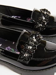 Lipsy Black Flower Slip On Loafer School Shoe - Image 7 of 7