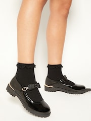 Lipsy Schul-Riemenschuhe in Lackoptik mit Zierschleife und Metallschnalle - Bild 1 von 4