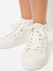 Lipsy Girl White High Top Flatform Lace Up Canvas Trainers - Image 2 of 4