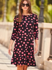 Sosandar Black Print Shift Dress - Image 1 of 4