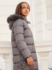 Lipsy Grey Longline Duvet School Coat - Image 1 of 4