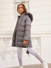 Lipsy Grey Longline Duvet School Coat - Image 2 of 4