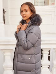 Lipsy Grey Longline Duvet School Coat - Image 4 of 4