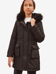 Lipsy Black Shower Resistant Padded Parka School Coat - Image 5 of 5