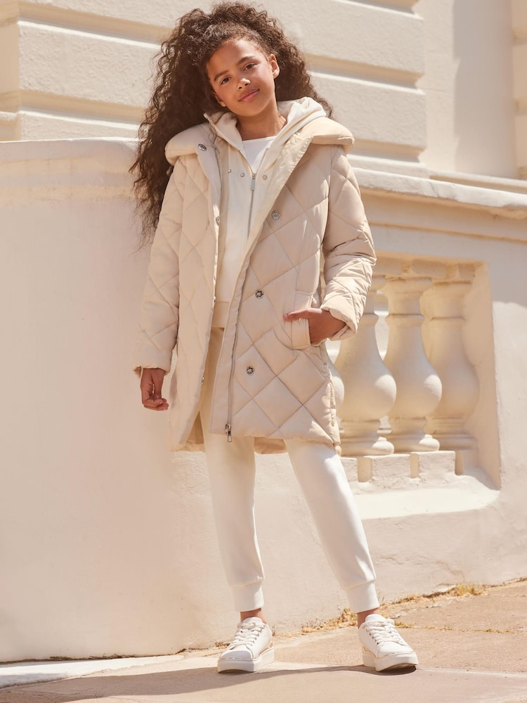 Lipsy Cream Shower Resistant Wrap Duvet Coat - Image 2 of 4