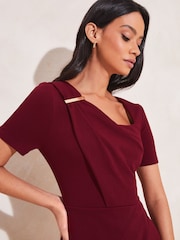 Lipsy Red Short Sleeve Wrap Style Slit Front Bodycon Dress - Image 4 of 4