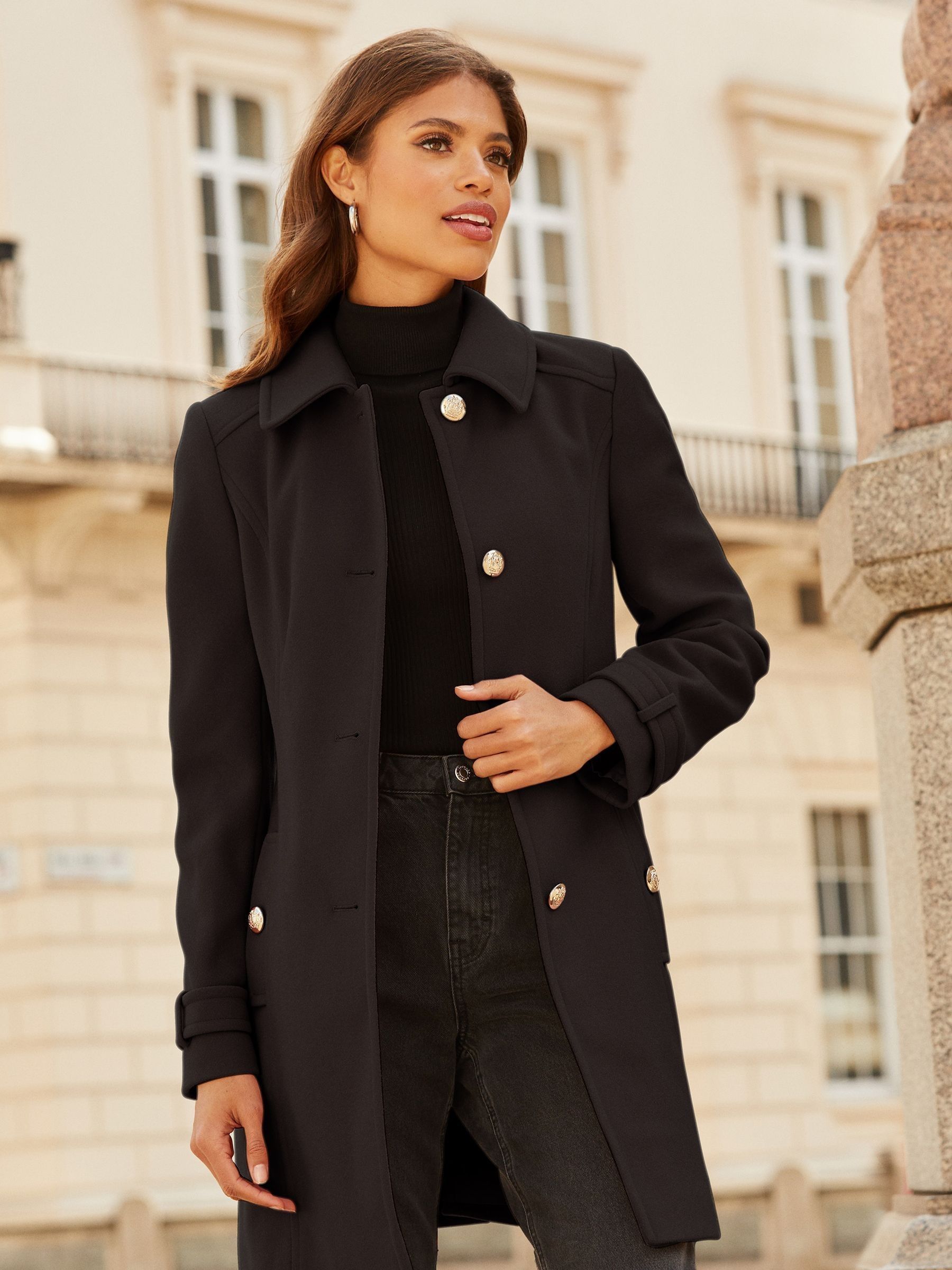 Lipsy Black Princess Military A Line Coat