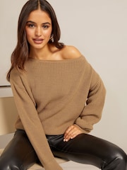 Friends Like These Camel Off The Shoulder Jumper - Image 1 of 4