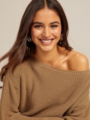 Friends Like These Camel Off The Shoulder Jumper - Image 4 of 4