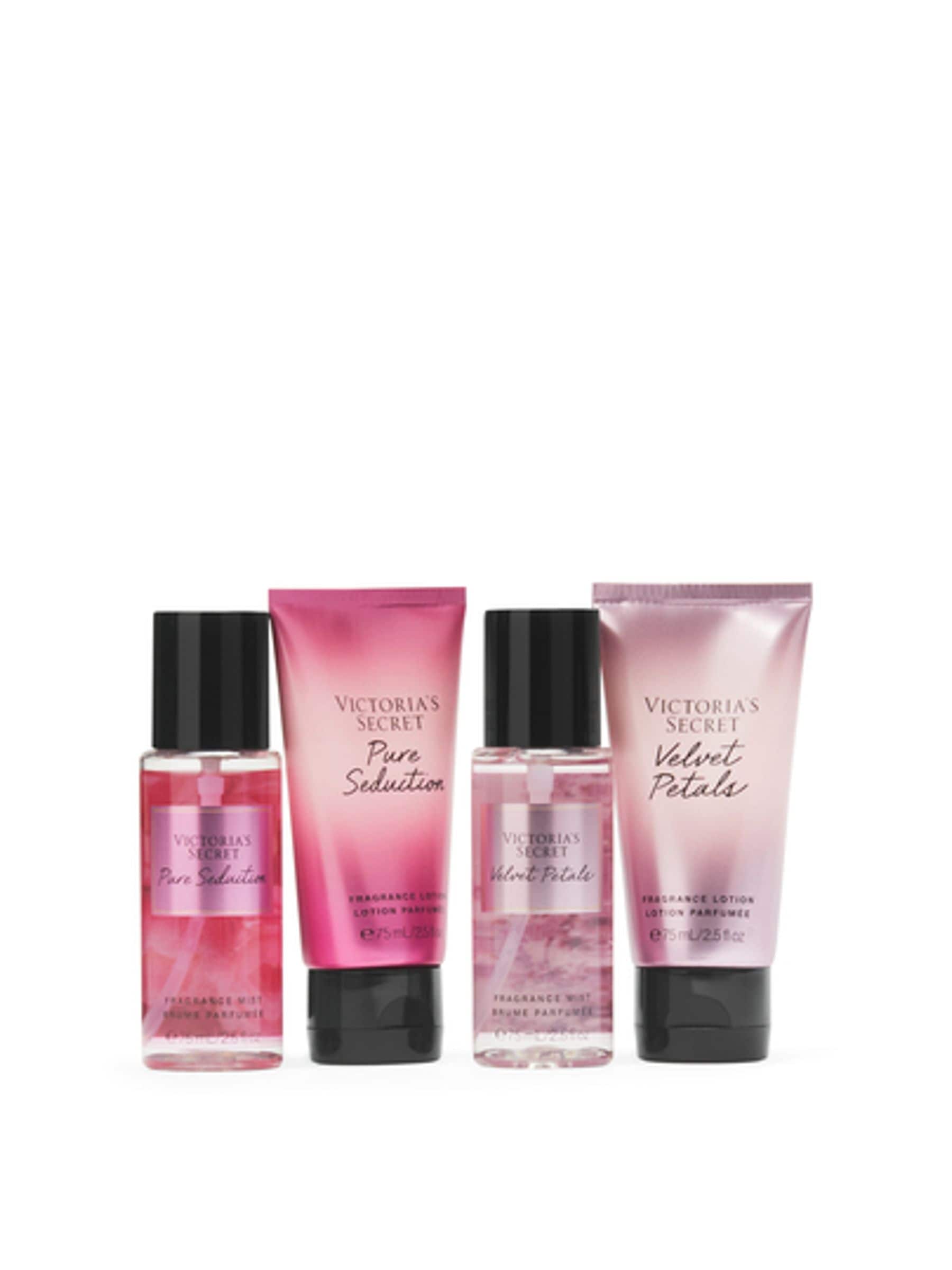 The Best of Mist Set by Victorias Secret for Women - 4 Pc Gift Set 2.5oz  Love Spell, 2.5oz Pure Seduction, 2.5oz Bare Vanilla, 2.5oz Velvet Petals  