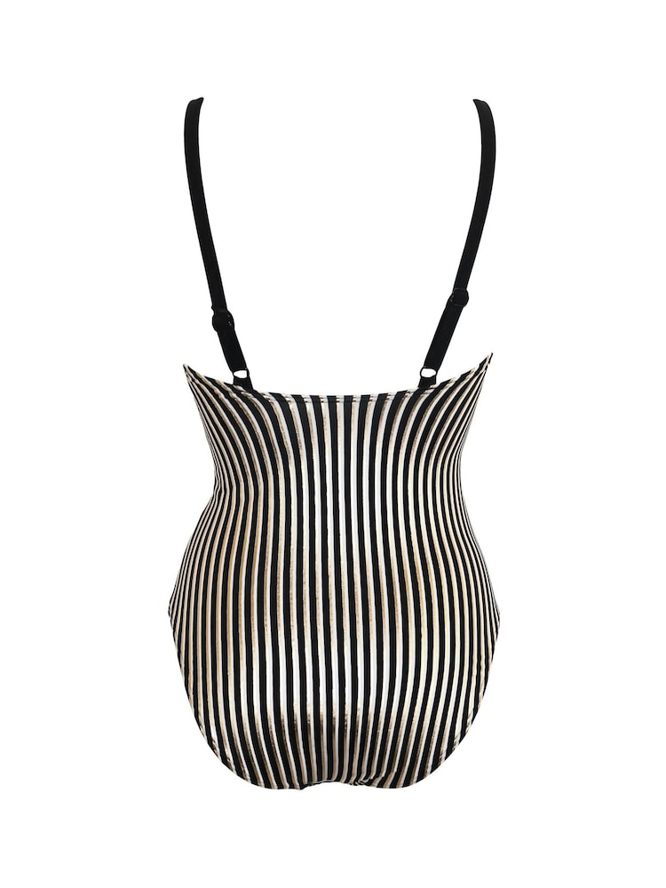Pour Moi Black/ Gold Radiance V Neck Control Swimsuit - Image 5 of 5