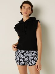 Victoria's Secret PINK Pure Black Cropped Sleeveless Hoodie - Image 1 of 4