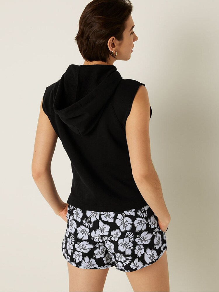 Victoria's Secret PINK Pure Black Cropped Sleeveless Hoodie - Image 2 of 4
