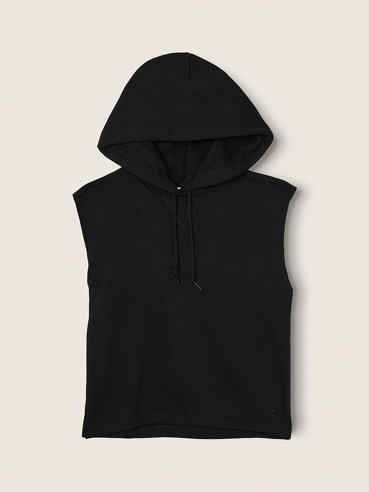 Victoria's Secret PINK Pure Black Cropped Sleeveless Hoodie - Image 4 of 4