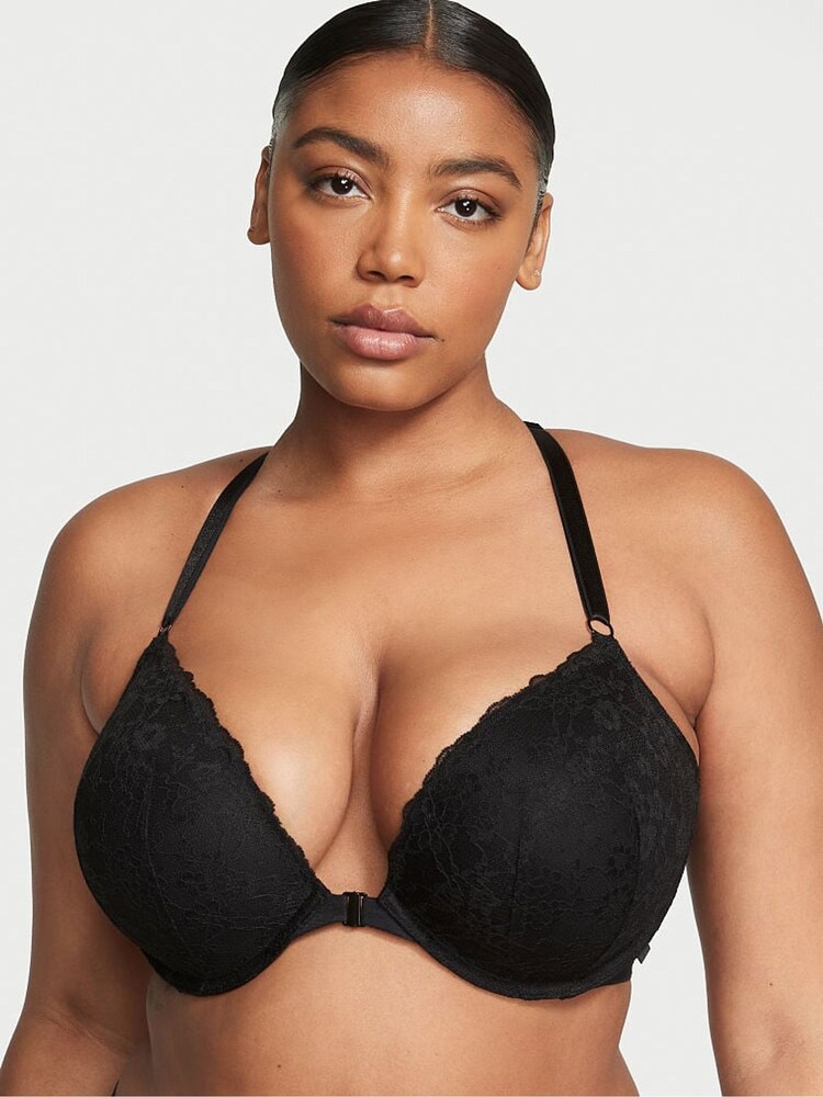 Victoria's Secret Black Lace Front Close Push Up Bra - Image 1 of 3