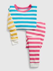 Gap Blue/Pink/Yellow Stripe Long Sleeve Pyjamas - Image 1 of 2