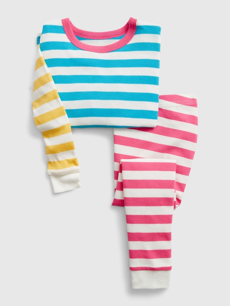 Gap Blue/Pink/Yellow Stripe Long Sleeve Pyjamas - Image 1 of 2