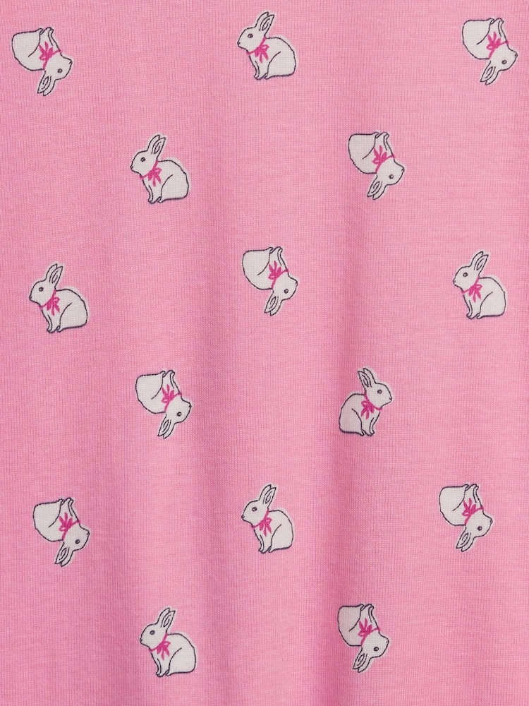 Gap Pink Bunny Print Long Sleeve Pyjamas - Image 5 of 5