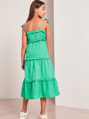 Lipsy Green Broderie Tiered Broderie Maxi Dress - Image 3 of 8