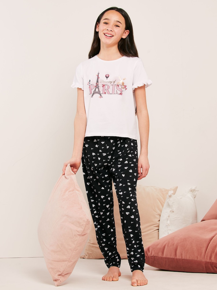 Lipsy Kurzärmeliger Pyjama mit langen Beinen - Bild 1 von 3 Lipsy Kurzärmeliger Pyjama mit langen Beinen - Bild 1 von 3