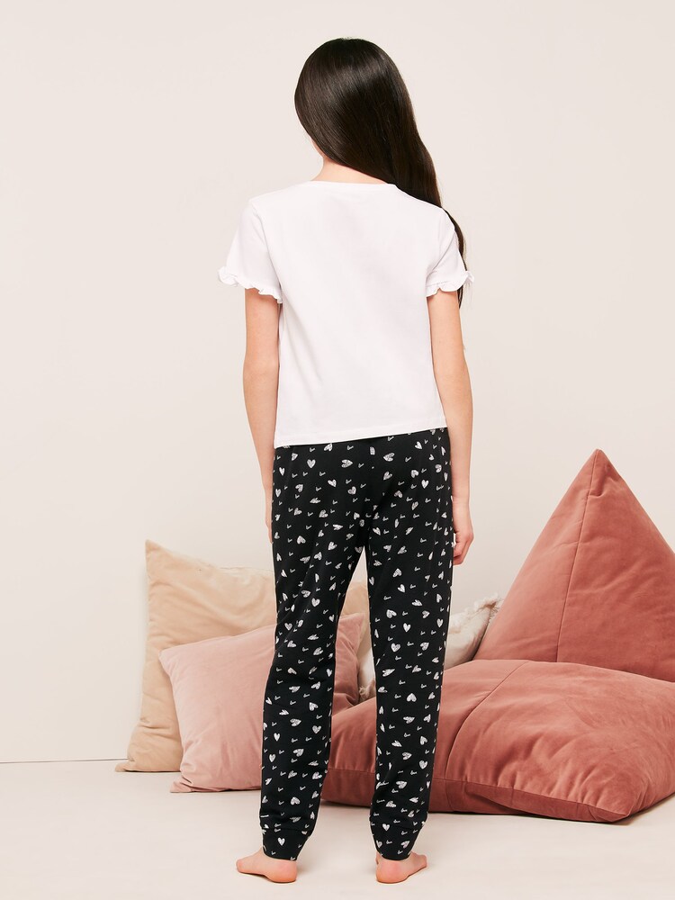 Lipsy Black Frill Short Sleeve Long Leg Pyjamas - Image 3 of 3