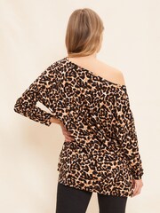 Friends Like These Leopard Animal Soft Jersey Slash Neck Tunic - Image 2 of 4