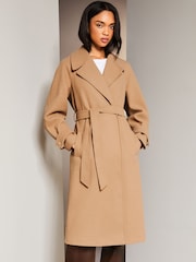 Lipsy Camel Belted Smart Wrap Trench Coat - Image 3 of 4