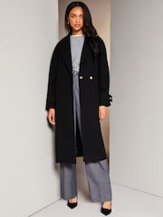 Lipsy Black Belted Smart Wrap Trench Coat - Image 1 of 5