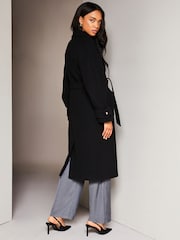 Lipsy Black Belted Smart Wrap Trench Coat - Image 2 of 5