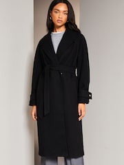Lipsy Black Belted Smart Wrap Trench Coat - Image 3 of 5