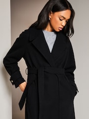 Lipsy Black Belted Smart Wrap Trench Coat - Image 4 of 5