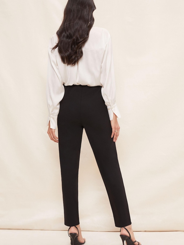 Friends Like These Black Stretch Pintuck Smart Trousers - Image 2 of 4 Friends Like These Black Stretch Pintuck Smart Trousers - Image 2 of 4