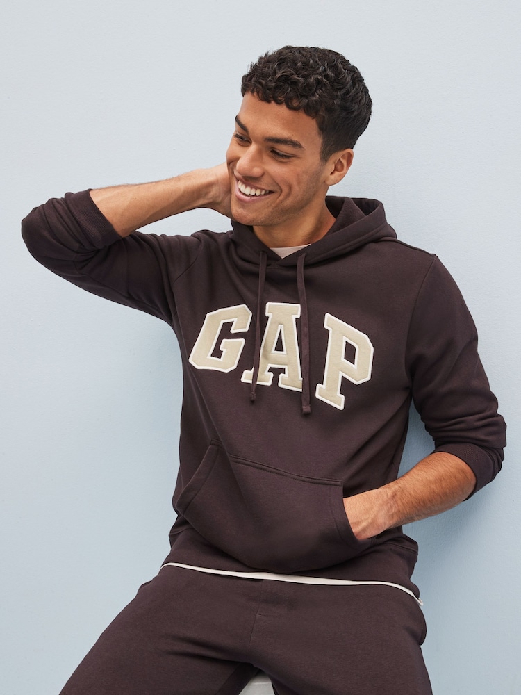Gap Dark Brown Arch Logo Hoodie - Image 1 of 5 Gap Dark Brown Arch Logo Hoodie - Image 1 of 5