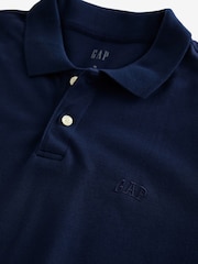 Gap Dark Blue Pique Logo 100% Cotton Short Sleeve Polo Shirt - Image 4 of 4