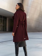 Lipsy Berry Red Petite Boucle Smart Wrap Coat - Image 2 of 4