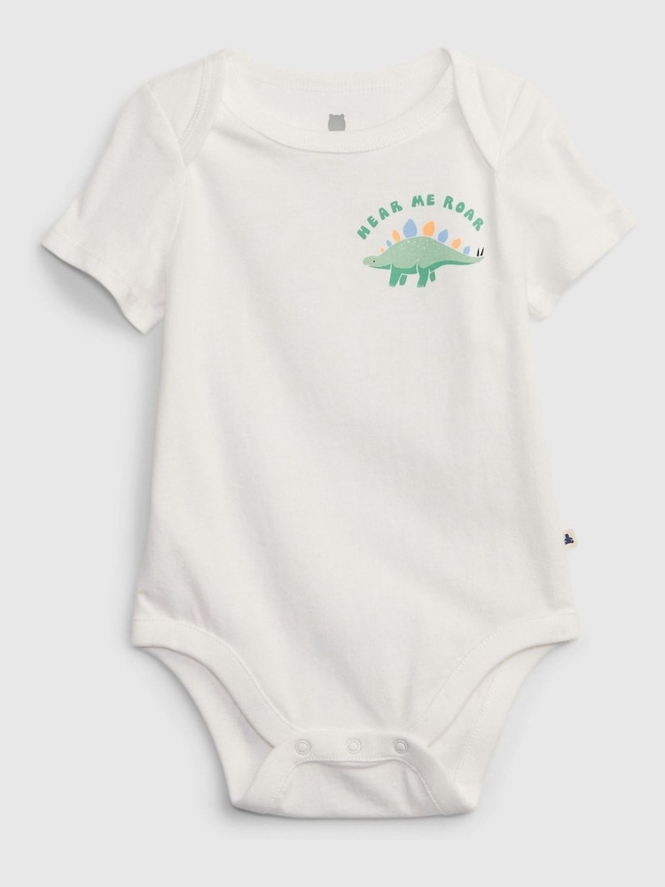 Gap White Graphic Short Sleeve Baby Bodysuit - Image 1 of 3