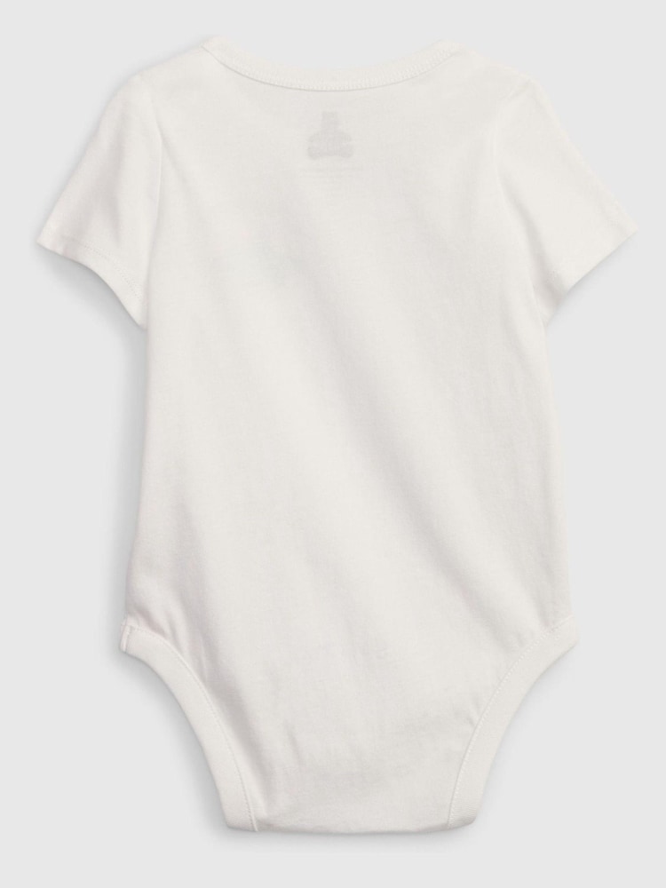 Gap White Graphic Short Sleeve Baby Bodysuit - Image 2 of 3