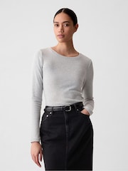 Gap Grey Long Sleeve Modern Cotton-Modal Crew Neck T-Shirt - Image 1 of 6