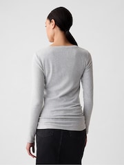 Gap Grey Long Sleeve Modern Cotton-Modal Crew Neck T-Shirt - Image 2 of 6