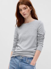 Gap Grey Long Sleeve Modern Cotton-Modal Crew Neck T-Shirt - Image 4 of 6