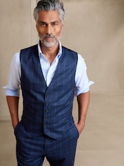 Banana Republic Blue Perfect Flannel Suit Waistcoat - Image 1 of 5