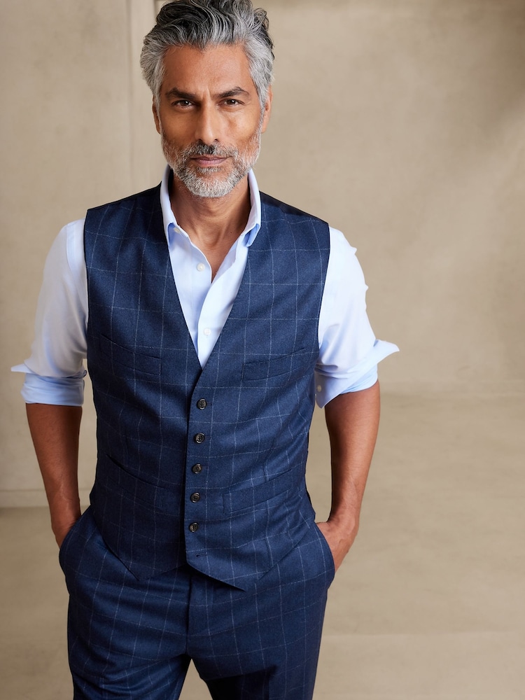Banana Republic Blue Perfect Flannel Suit Waistcoat - Image 1 of 5