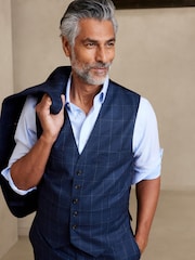 Banana Republic Blue Perfect Flannel Suit Waistcoat - Image 4 of 5