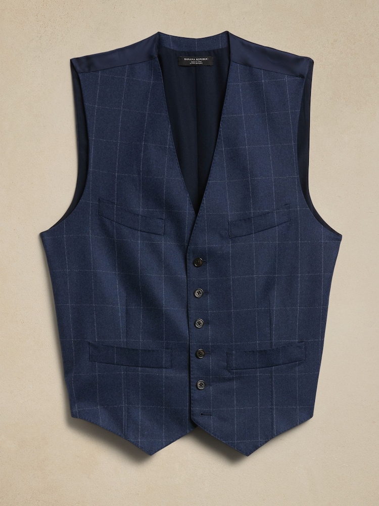 Banana Republic Blue Perfect Flannel Suit Waistcoat - Image 5 of 5