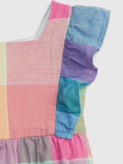 Gap Multi Linen-Cotton Plaid Flutter Sleeve Dress - Image 3 of 3