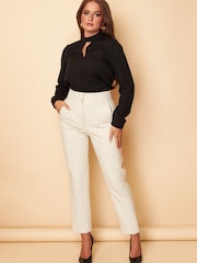 Girl In Mind Black Marissa Key Hole Neckline Blouse - Image 2 of 4